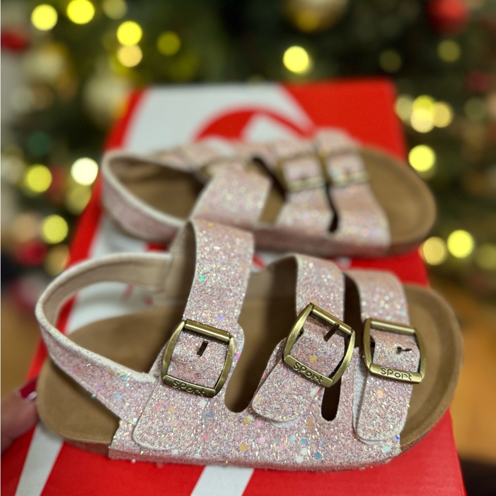 Sporto Sparkly Pink Kids Sandals with Buckles